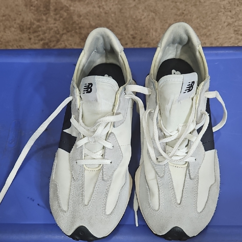 New Balance Cream and Gray Athletic Shoes